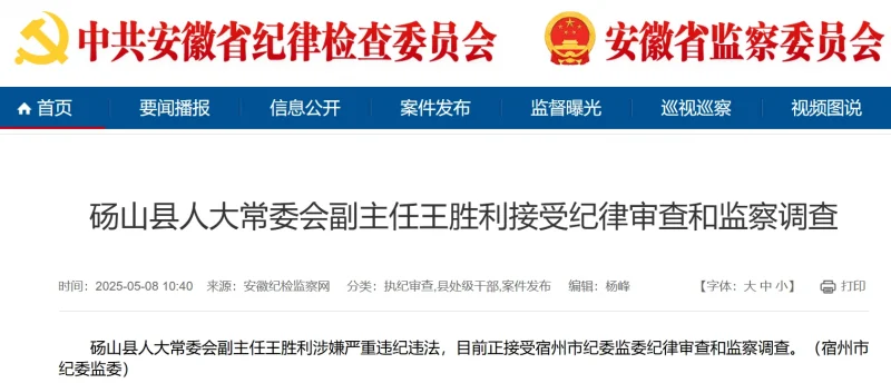 砀山县人大常委会副主任王胜利涉嫌严重违纪违法被查-GOGO社区